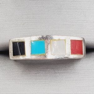 925 Sterling Silver Ring with Multicolor Inlay